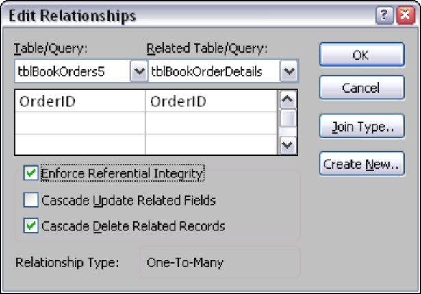 You enforce referential integrity in the Edit Relationships dialog box.